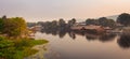 Sunrise over the river Kwai, Kanchanaburi, Thailand. Panorama Royalty Free Stock Photo