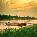 Sunrise over the river Kwai, Kanchanaburi, Thailand Royalty Free Stock Photo