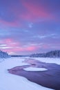 Sunrise over river rapids in Finnish Lapland Royalty Free Stock Photo