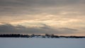 Sunrise over river at winter.