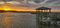 Sunrise over the Roanoke Sound at Whalebone Junction North Carolina Royalty Free Stock Photo