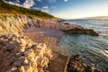 Sunrise over the rocky beach in Istria, Croatia Royalty Free Stock Photo