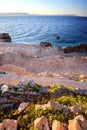 Sunrise over the rocky beach, Istria, Croatia Royalty Free Stock Photo