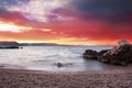 Sunrise over the rocky beach in Istria, Croatia Royalty Free Stock Photo