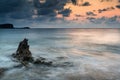 Sunrise over rocky coastline on Meditarranean Sea landscape in S Royalty Free Stock Photo