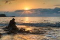 Sunrise over rocky coastline on Meditarranean Sea landscape in S Royalty Free Stock Photo