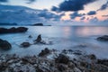 Sunrise over rocky coastline on Meditarranean Sea landscape in S Royalty Free Stock Photo