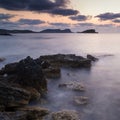 Sunrise over rocky coastline on Meditarranean Sea landscape in S Royalty Free Stock Photo