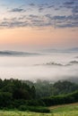 Sunrise Over Rolling Hills in Countryside in Poland