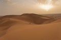 Sunrise over sand dunes in Erg Chebbi, Sahara desert, Morocco Royalty Free Stock Photo