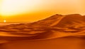 Sunrise over the sand dunes of Erg Chebbi in Sahara , Morocco