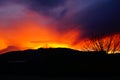 A sunrise over the Sandia mountains in New Mexico Royalty Free Stock Photo