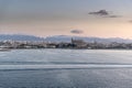 Sunrise over the Santa MarÃÂ­a cathedral Palma Mallorca Royalty Free Stock Photo