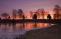 Sunrise over scenic lake