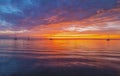 Sunrise over the sea and beautiful cloudscape. Colorful ocean beach sunset. Royalty Free Stock Photo