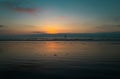 Sunrise over the sea and beautiful cloudscape. Colorful ocean beach sunset. Royalty Free Stock Photo