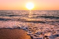 Sunrise over the sea. Beautiful summer seascape in morning sunlight Royalty Free Stock Photo