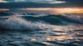 sunrise over the sea _A blue water sea waves background, showing the calmness and the depth of the ocean.