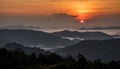 Sunrise Over Sea fog and mountain Royalty Free Stock Photo