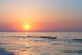 Sunrise over the sea horizon, waves Royalty Free Stock Photo