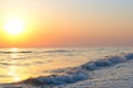 Sunrise over the sea horizon, waves Royalty Free Stock Photo