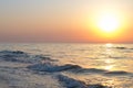 Sunrise over the sea horizon, waves Royalty Free Stock Photo