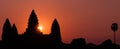 Sunrise over Silhouette Angkor Wat Royalty Free Stock Photo