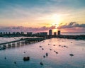 Sunrise over Singer Island in West Palm Beach South Florida from the intracoastal, over Blue Heron Bridge Royalty Free Stock Photo