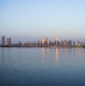 Sunrise over a skyline of a beautiful city of Dubai. Shot made in Jadaf area of the city. UAE