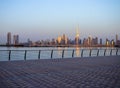 Sunrise over a skyline of a beautiful city of Dubai. Shot made in Jadaf area of the city. UAE Royalty Free Stock Photo