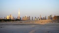Sunrise over a skyline of a beautiful city of Dubai. Shot made in Jadaf area of the city. UAE Royalty Free Stock Photo
