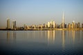 Sunrise over a skyline of a beautiful city of Dubai. Shot made in Jadaf area of the city. UAE Royalty Free Stock Photo