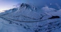 Sunrise over snow-covered Glencoe in Winter Royalty Free Stock Photo
