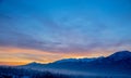 Sunrise over snow Tatry mountains Royalty Free Stock Photo