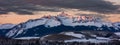 Sunrise over the snowcapped San Juan Mountains near Telluride, Colorado Royalty Free Stock Photo