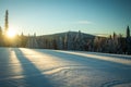 Sunrise over snowy fields, Rabbit Ears Pass, Steamboat Springs, Colorado