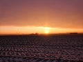 Sunrise over snowy landscape, winter background Royalty Free Stock Photo