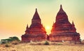 Sunrise over the temple, Bagan. Myanmar. Royalty Free Stock Photo