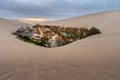 Huacachina from the dunnes at sunrise