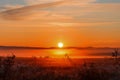 sunrise over the Ural mountains on a frosty autumn morning Royalty Free Stock Photo