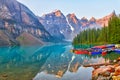 Sunrise Over the Canadian Rockies at Moraine Lake in Canada Royalty Free Stock Photo