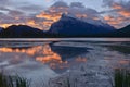 Sunrise over Vermilion Lake and Mount Rundle Royalty Free Stock Photo