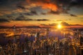 Sunrise over Victoria Harbor as viewed atop Victoria Peak