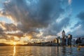 Sunrise over Victoria Harbour of Hong Kong city Royalty Free Stock Photo