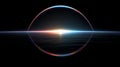 Sunrise over water with rainbow light ring reflection on dark horizon. Royalty Free Stock Photo