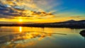 Sunrise over the wetland of Kerkini Lake in northern Greece Royalty Free Stock Photo