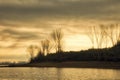 Sunrise over the wetland of Kerkini Lake in northern Greece Royalty Free Stock Photo