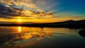 Sunrise over the wetland of Kerkini Lake in northern Greece Royalty Free Stock Photo