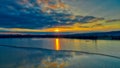 Sunrise over the wetland of Kerkini Lake in northern Greece Royalty Free Stock Photo