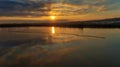 Sunrise over the wetland of Kerkini Lake in northern Greece Royalty Free Stock Photo